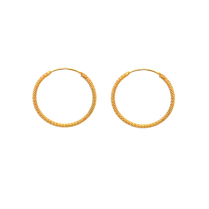 Timeless Elegance & Luxury - Yellow Gold Hoops Earrings - Diameter 25 mm